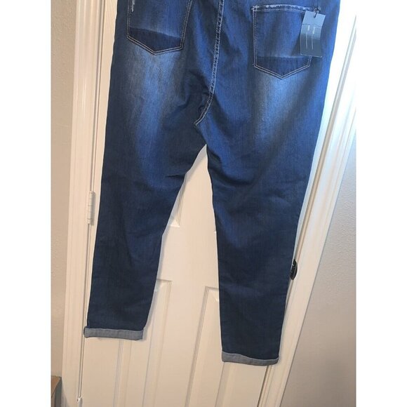 L&B Lucky & Blessed Patchwork Straight Leg Medium Wash Denim Blue Jeans Size 3X - Picture 6 of 10